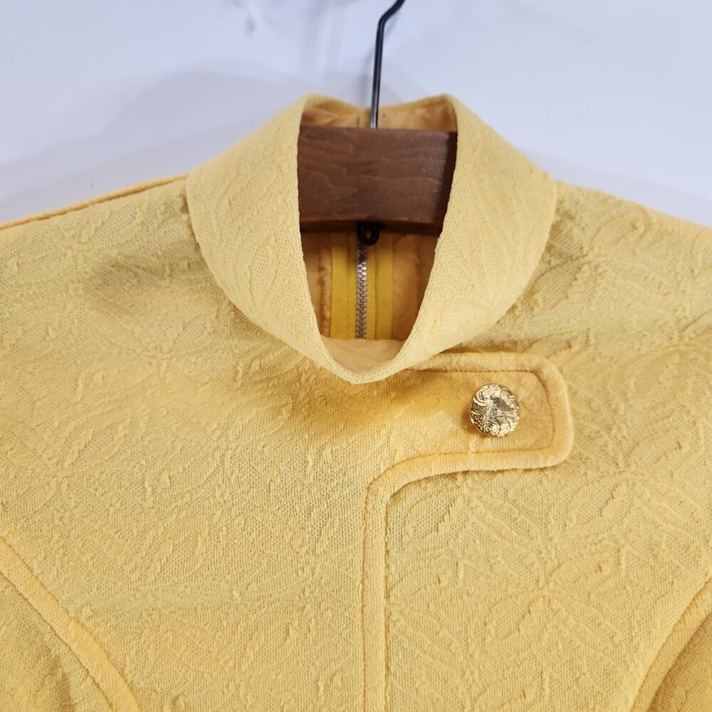 Vintage Handmade Mustard Yellow Long Sleeve Dress with Button Detail Mod 70s - Picture 3 of 9